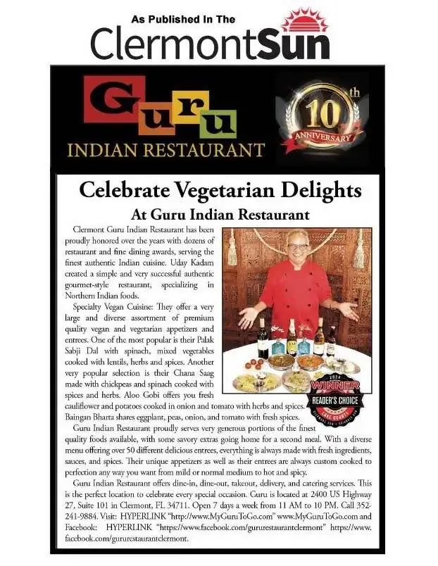 Guru Restaurant PR Front Page Advertorial